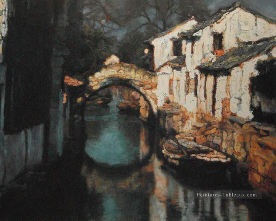 Villes de l’eau de Zhouzhuang Chinois Chen Yifei Peintures à l'huile
